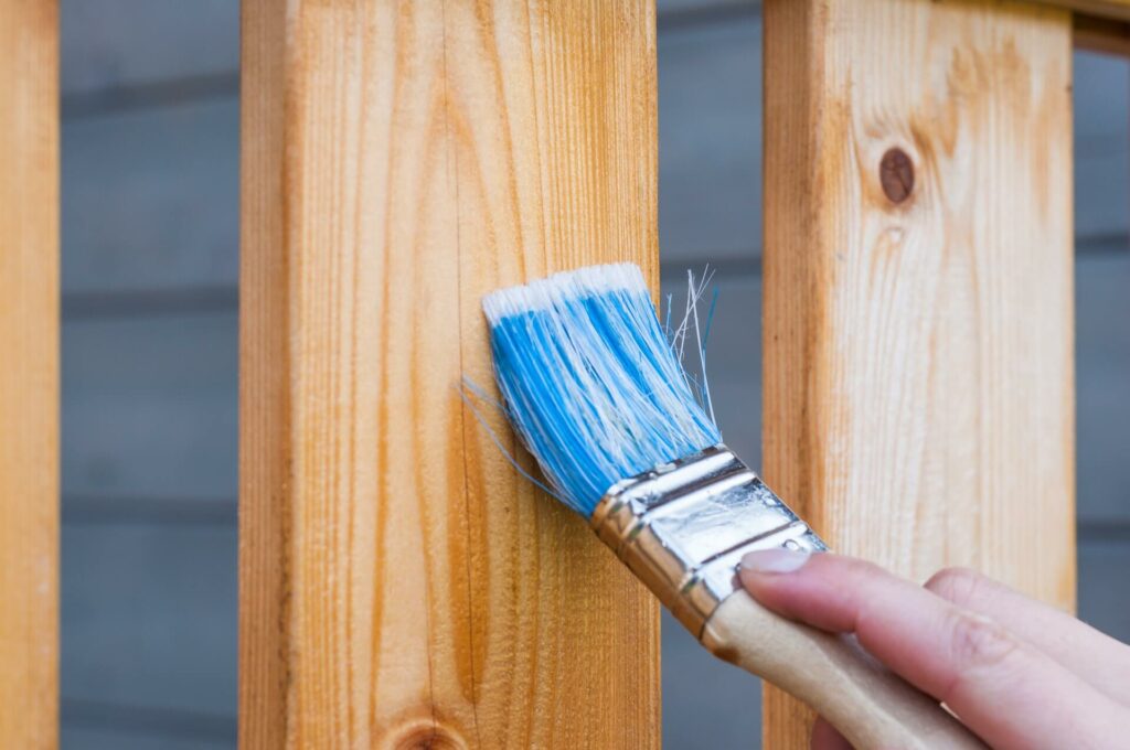 Applying Oil-Based Paint in a wood.