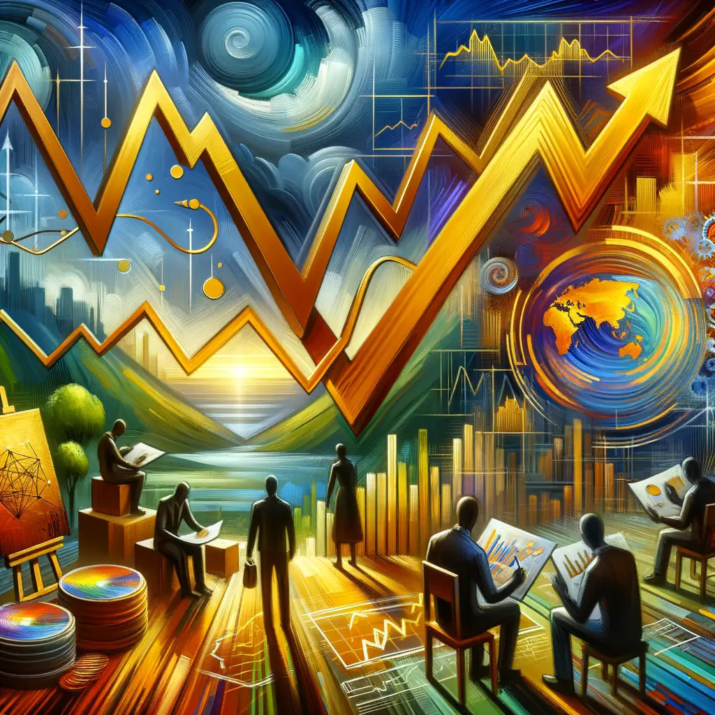 Vibrant oil painting illustrating the trends and valuation in the art market, symbolizing oil painting prices, art market investment, and market analysis.