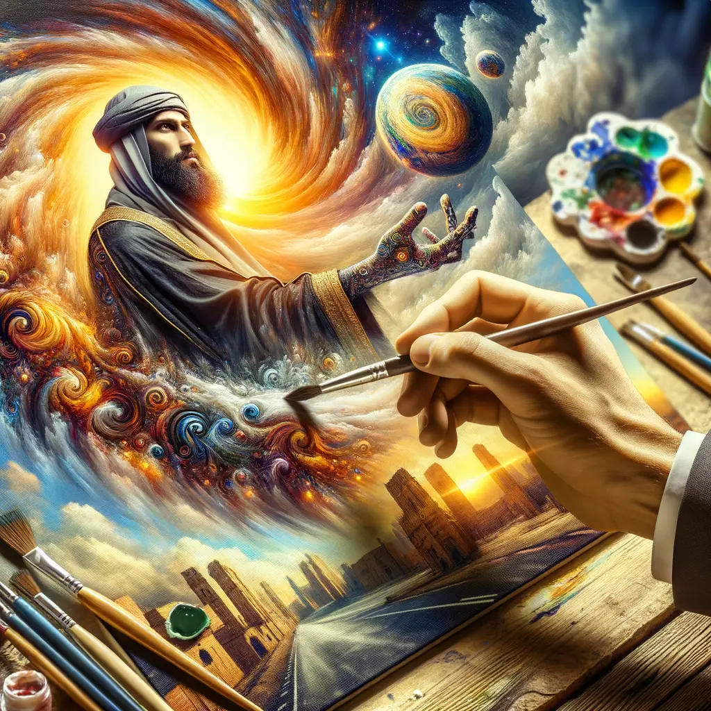 Professional artist using oil painting techniques for concept art creation, demonstrating the fusion of illustration art and oil painting in concept art and illustration.