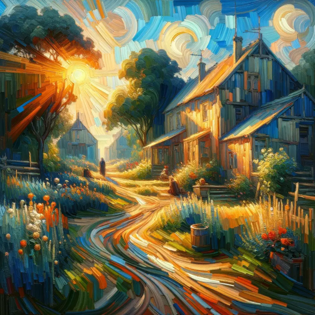 Impressionist oil painting depicting the evolution of oil painting and the influence of Impressionism on modern art and contemporary oil painting styles.