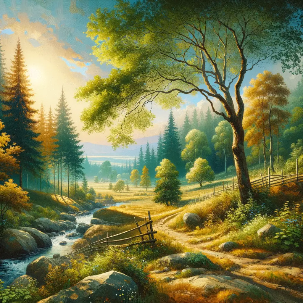 Vibrant landscape oil painting showcasing serene nature scenes and demonstrating landscape art techniques, perfect for beginners seeking oil painting tutorials and inspiration in capturing nature's beauty in art.
