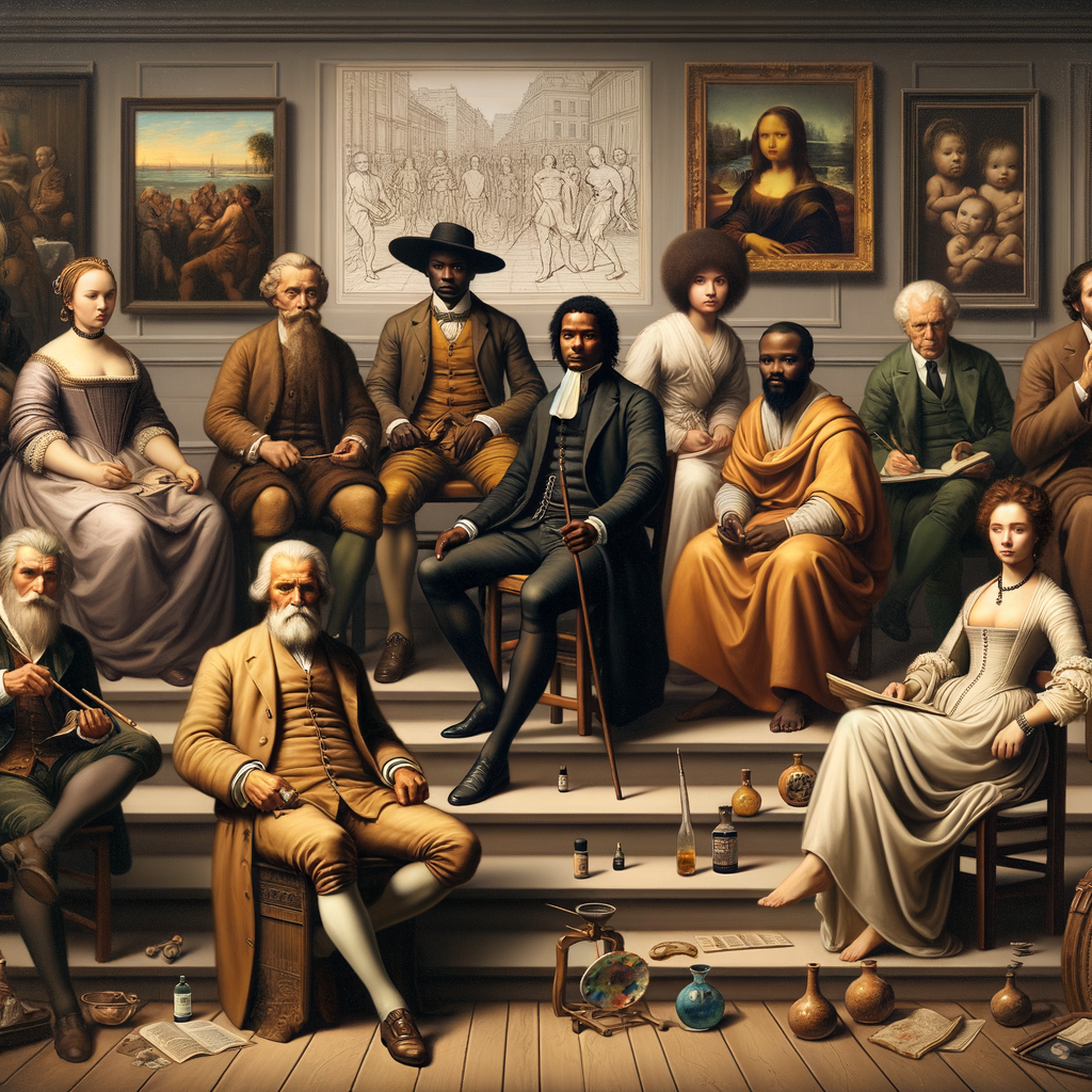 Tableau of historical oil paintings and patrons symbolizing the influence and role of patrons in art, highlighting the impact of art patronage in the evolution and history of oil painting.