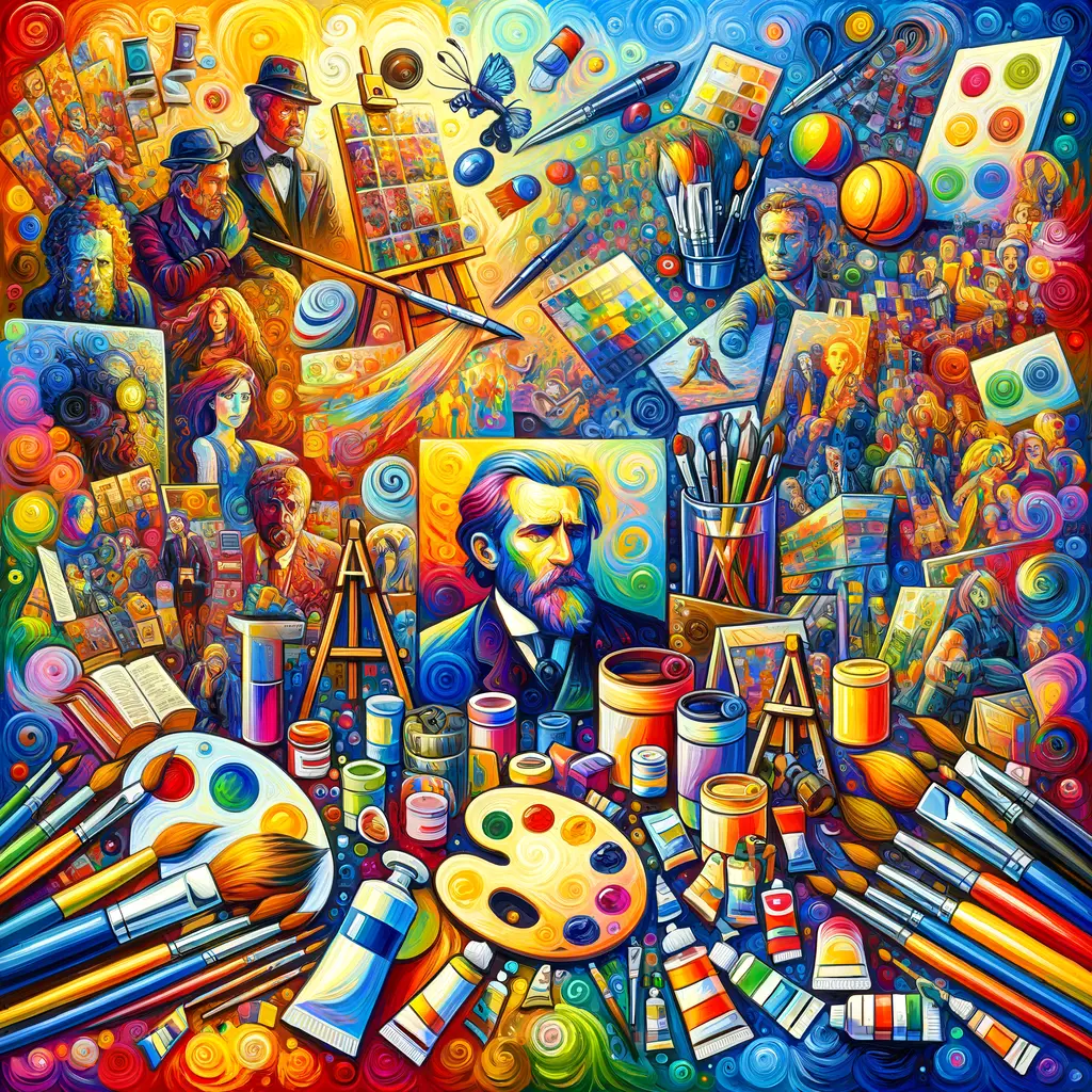 Vibrant Pop Art oil painting featuring iconic elements, techniques, and famous painters of the genre, showcasing Pop Art painting styles and oil painting methods in modern art.